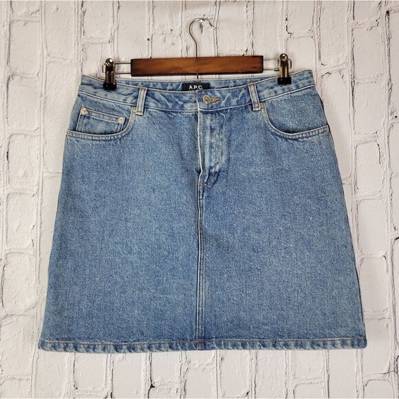 A.P.C. Rue Madame Paris Light Wash Cotton Mini Denim Skirt - Picture 4 of 8